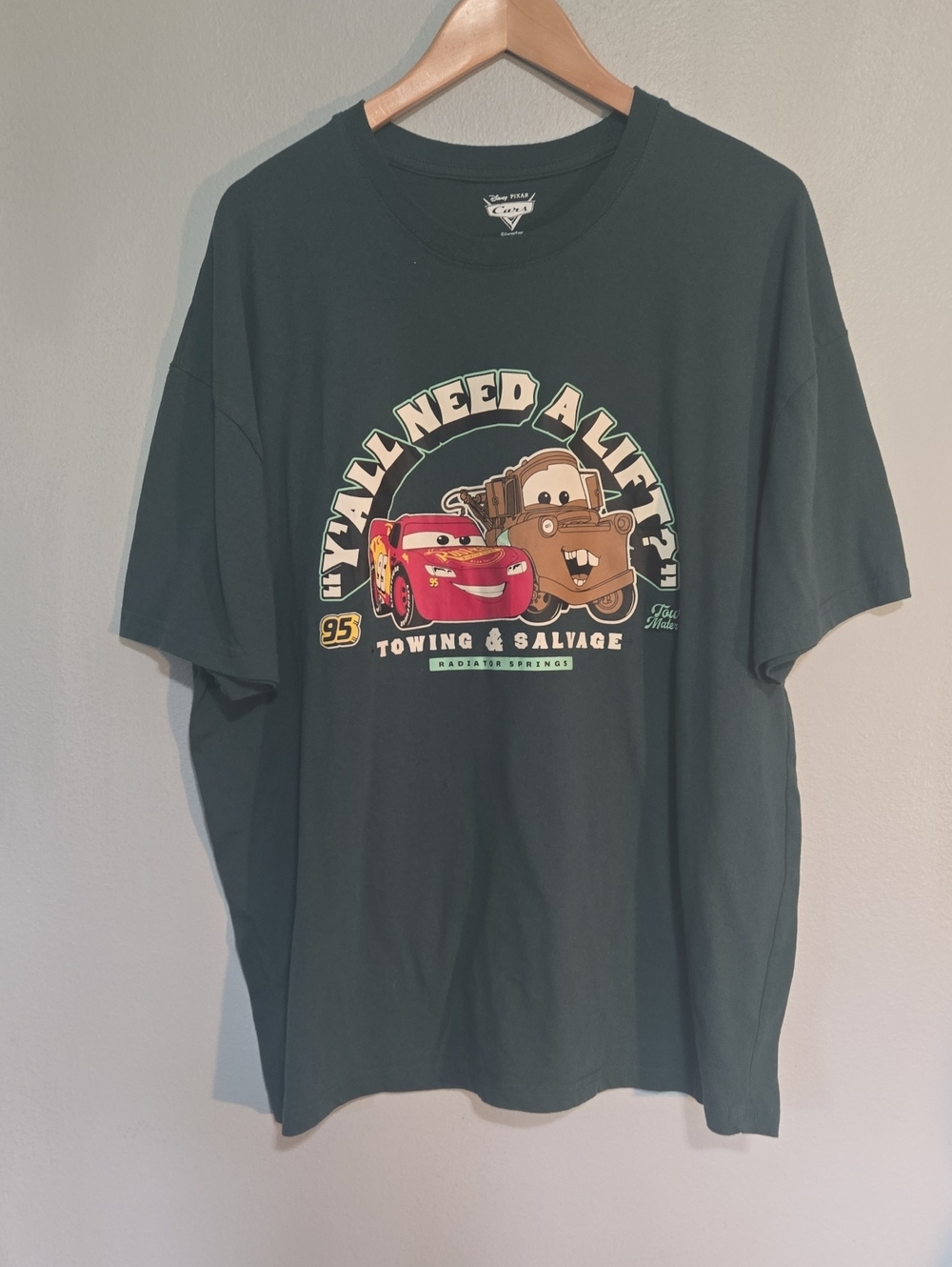 Mens Disney Pixar Cars 'Y'all Need A Lift' Graphic Tee - Dark Green In Size Xxl